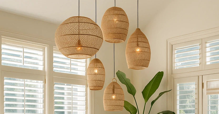 Lampes en fibre et rotin