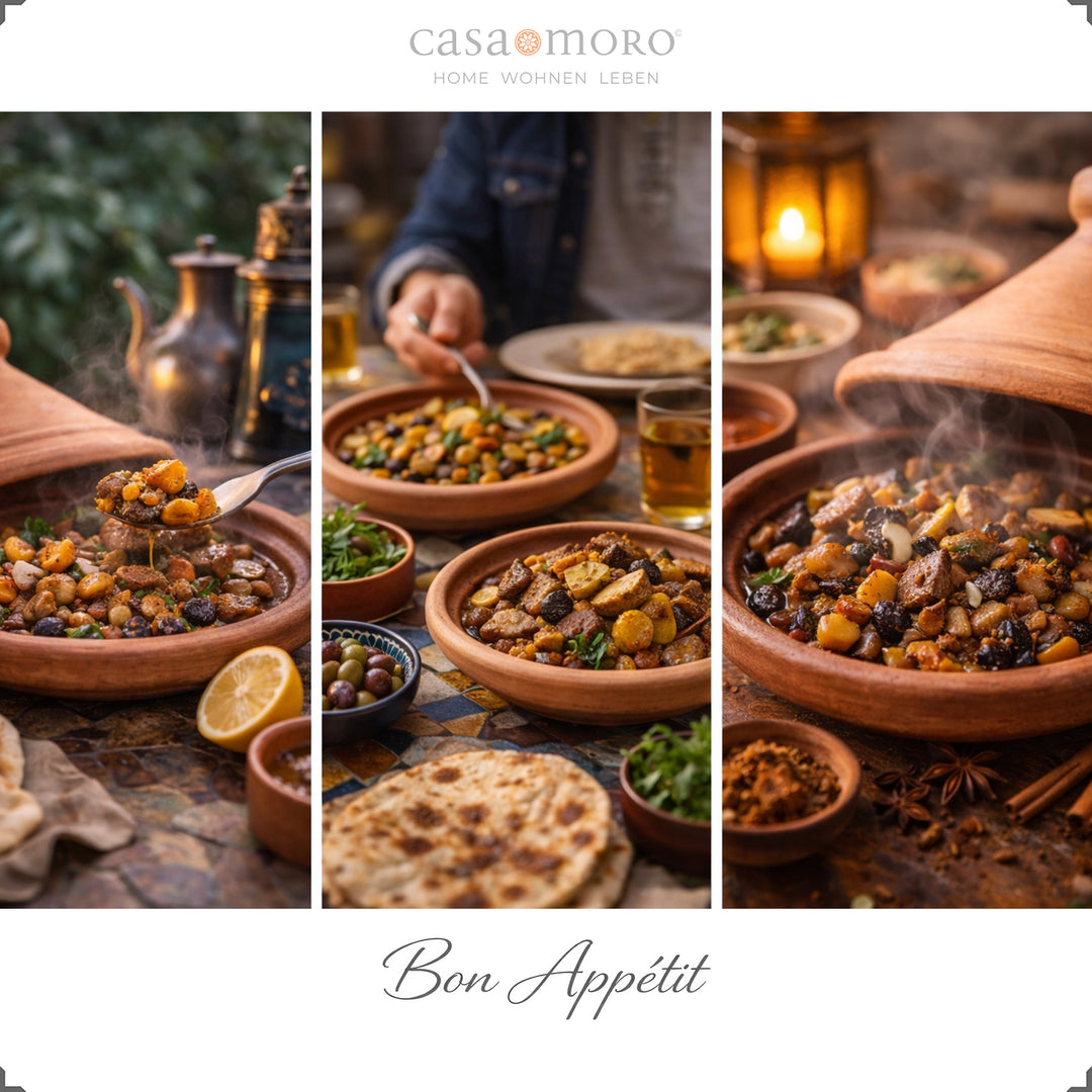 Marocain Tagine comme cocotte d'argile, idéale pour l'agneau, le poulet ou le poisson avec un mélange d'épices