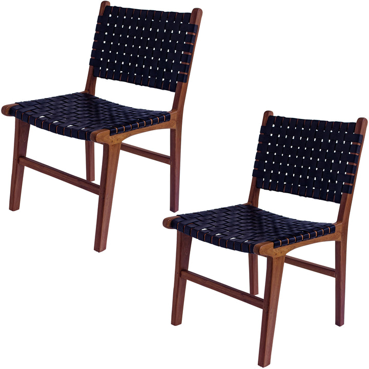 Chaise de salle à manger en cuir noir