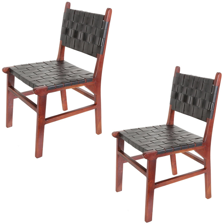 Chaise de salle à manger en cuir noir
