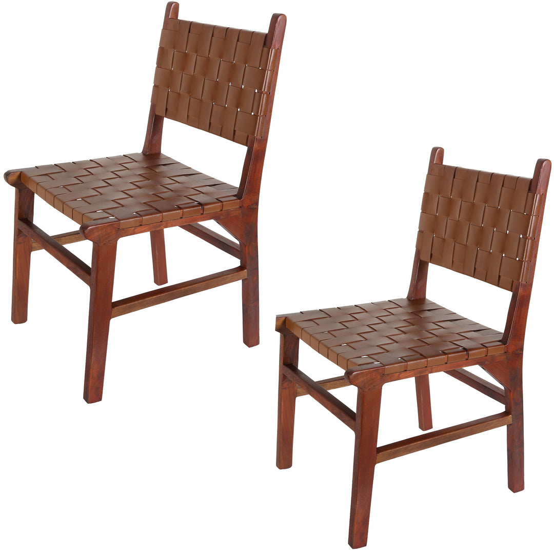 Chaise de salle à manger en cuir marron