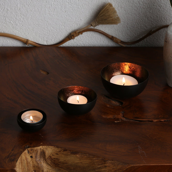 Lot de 3 photophores Meo marron