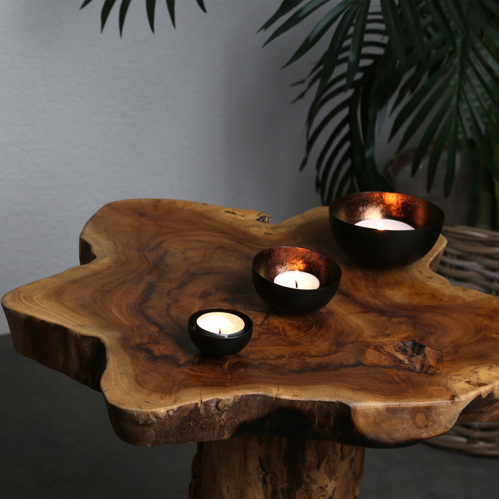 Lot de 3 photophores Meo marron