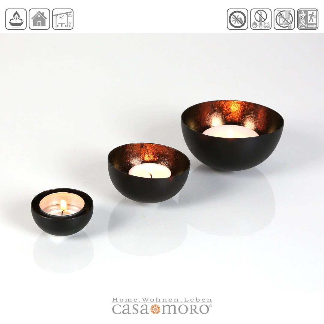 Lot de 3 photophores Meo marron