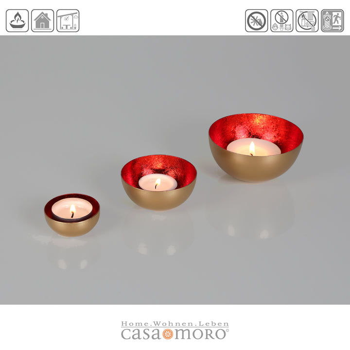 Lot de 3 photophores Meo rouge