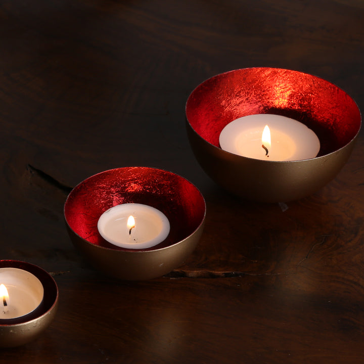 Lot de 3 photophores Meo rouge