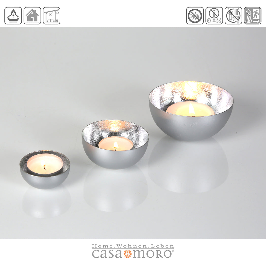 Lot de 3 photophores Meo argentés