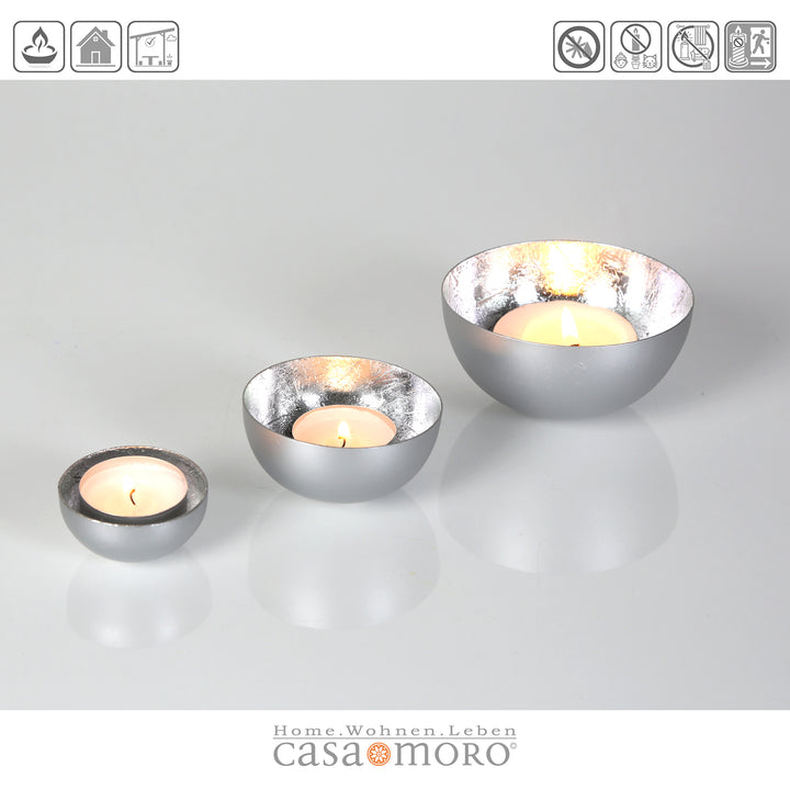 Lot de 3 photophores Meo argentés