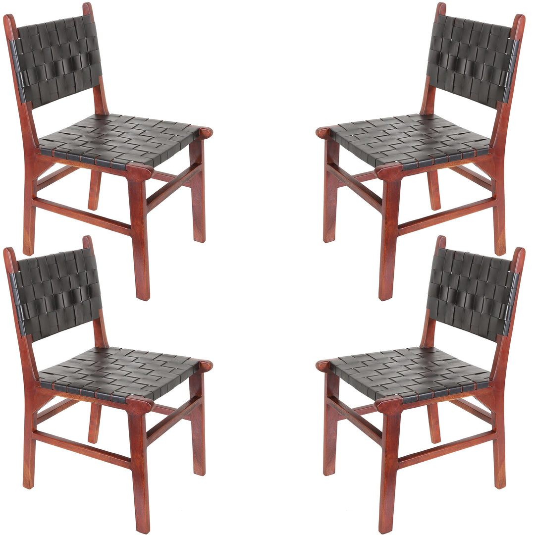 Chaise de salle à manger en cuir noir