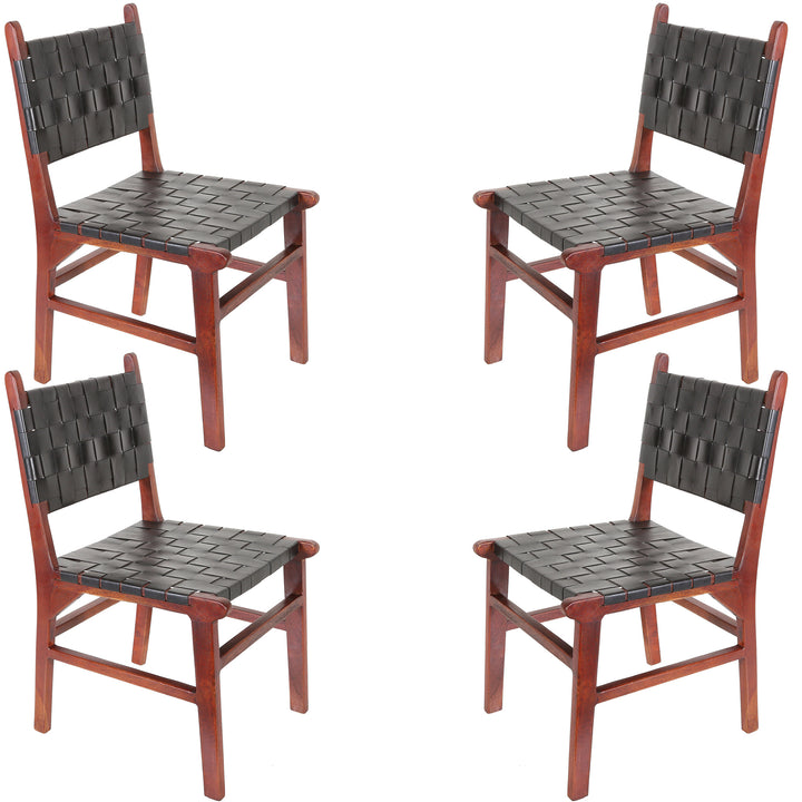 Chaise de salle à manger en cuir noir