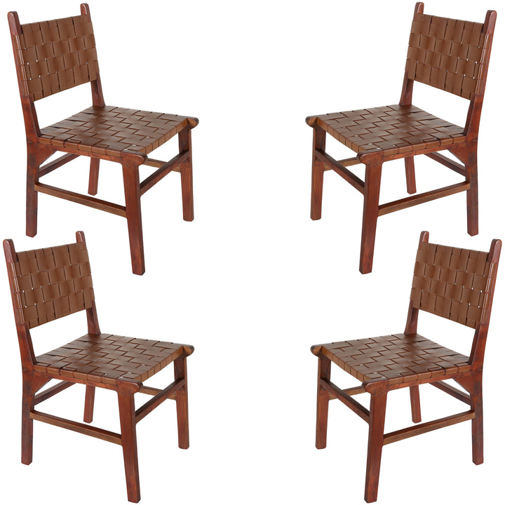 Chaise de salle à manger en cuir marron