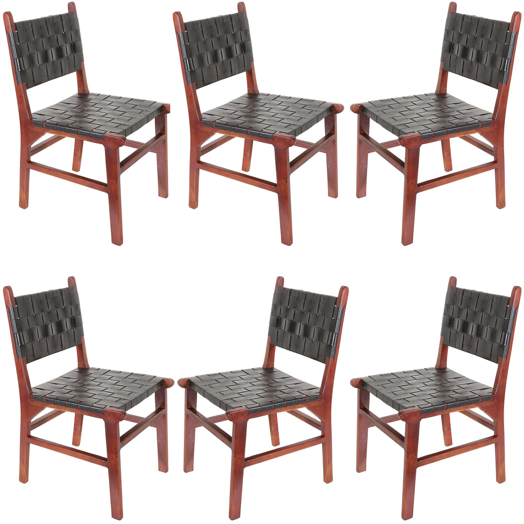 Chaise de salle à manger en cuir noir
