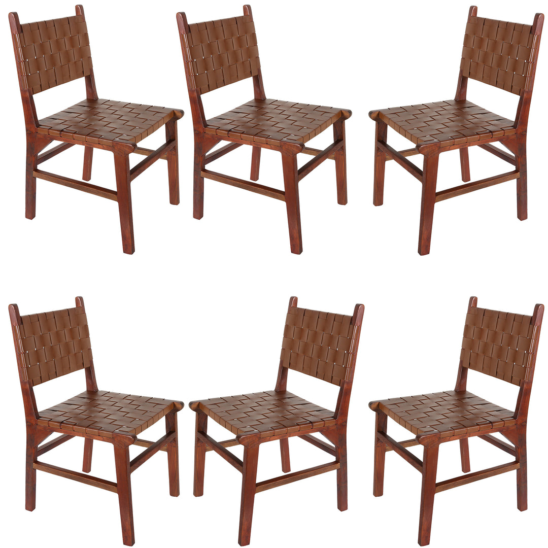 Chaise de salle à manger en cuir marron