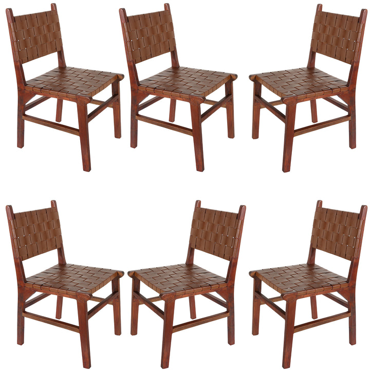 Chaise de salle à manger en cuir marron