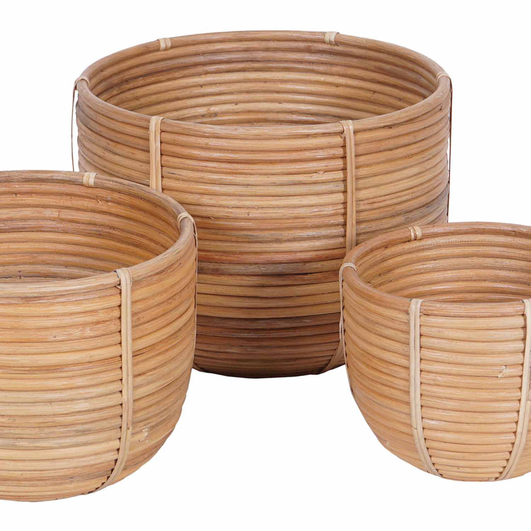 Panier en rotin Panier à fleurs Cinta Lot de 3