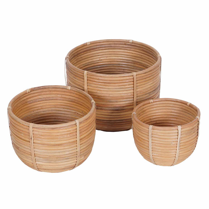 Panier en rotin Panier à fleurs Cinta Lot de 3
