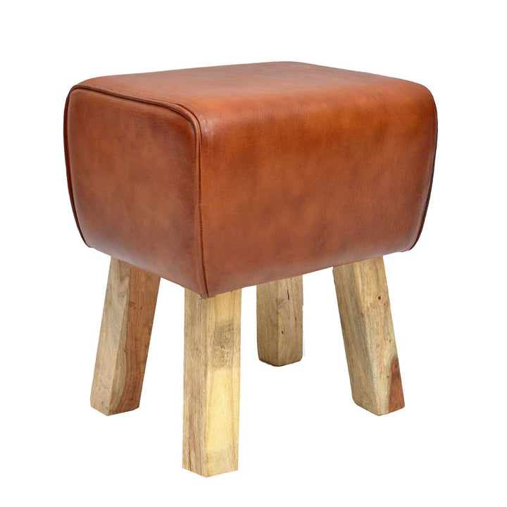 Tabouret en cuir véritable Tejas