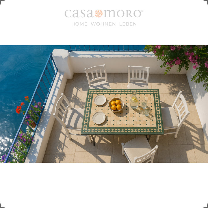Esstisch 120x80 mit Zellige-Fliesen – ideal für Esszimmer, Wohnzimmer oder Balkon