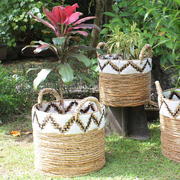 Panier tressé Raja avec bordure