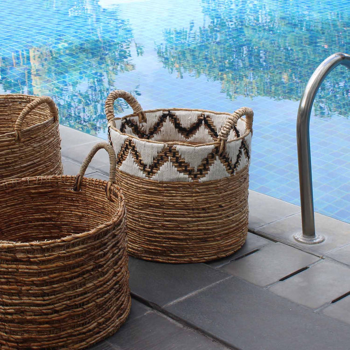 Panier tressé Raja avec bordure