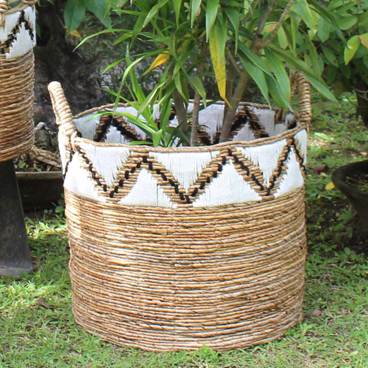 Panier tressé Raja avec bordure