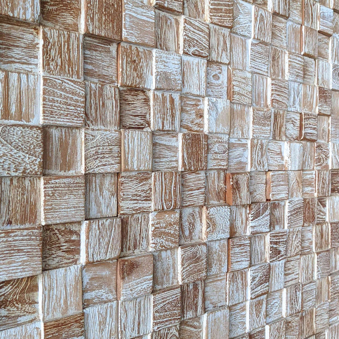 Revêtement mural en bois White Washed Cube