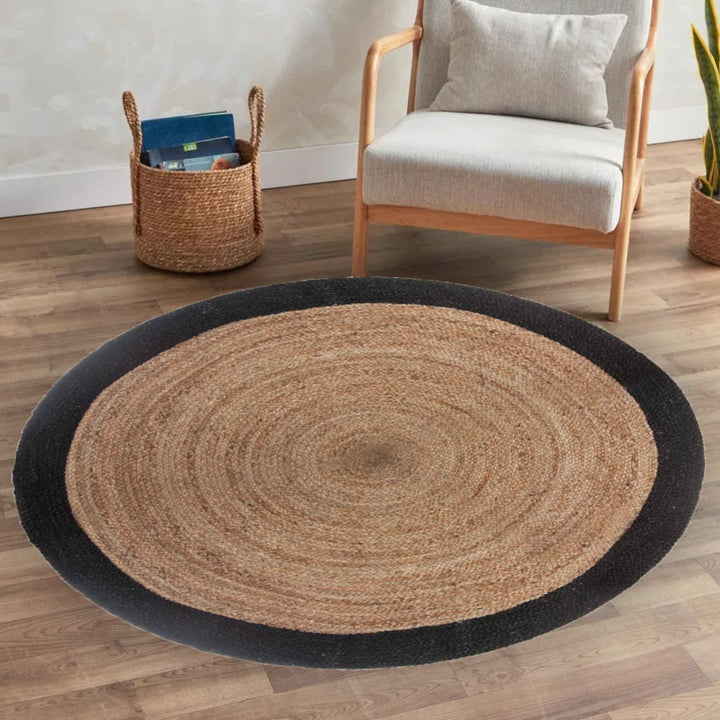 Tapis en jute Tamani noir naturel
