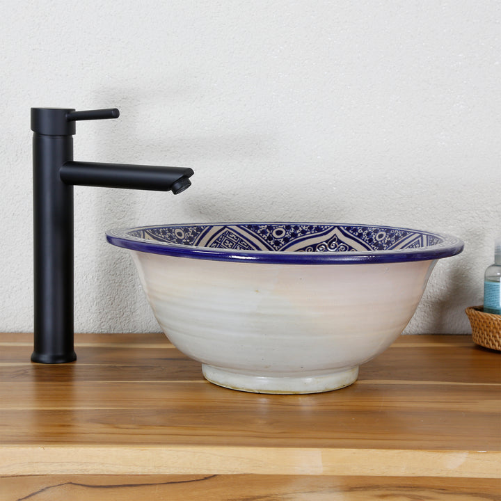 Lavabo à poser bleu rond
