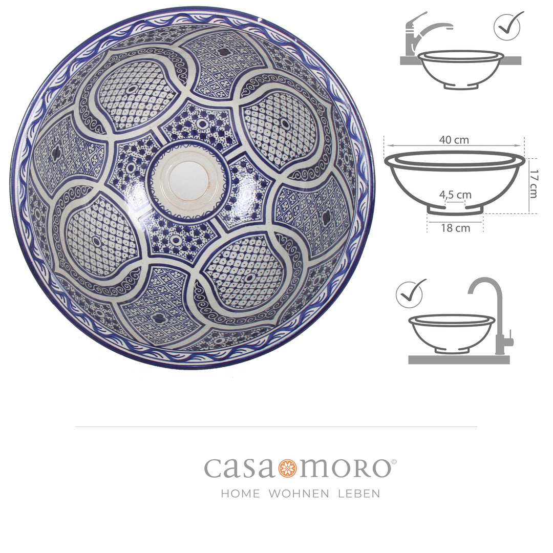 Lavabo à poser bleu rond