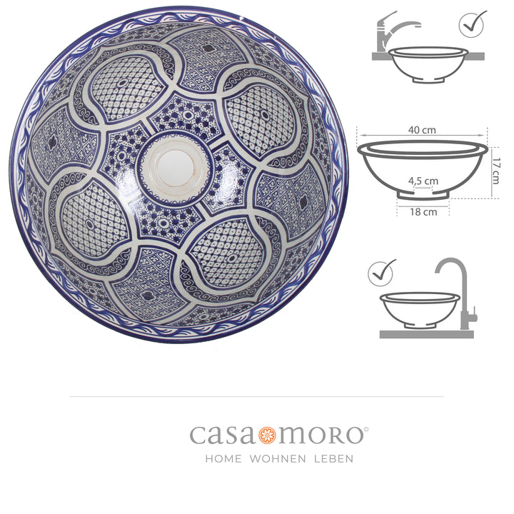 Lavabo à poser bleu rond