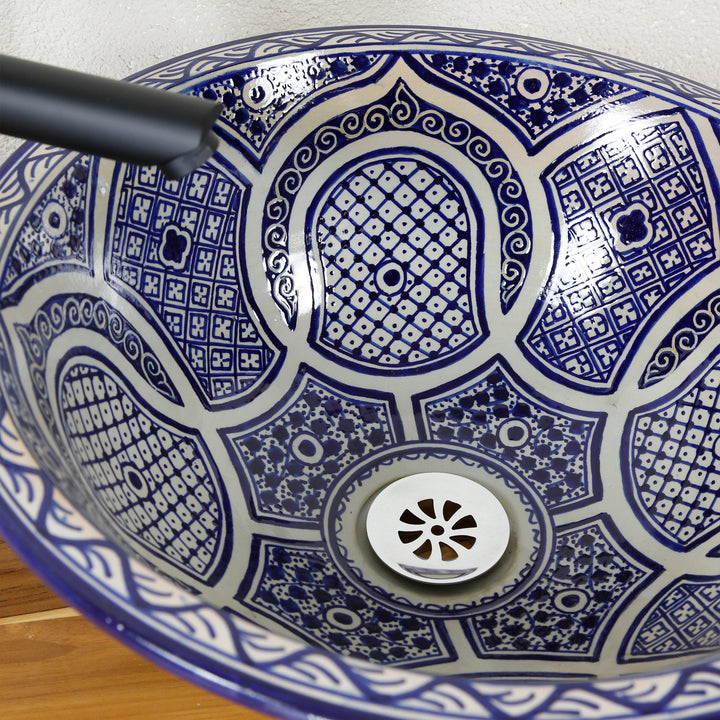 Lavabo à poser bleu rond