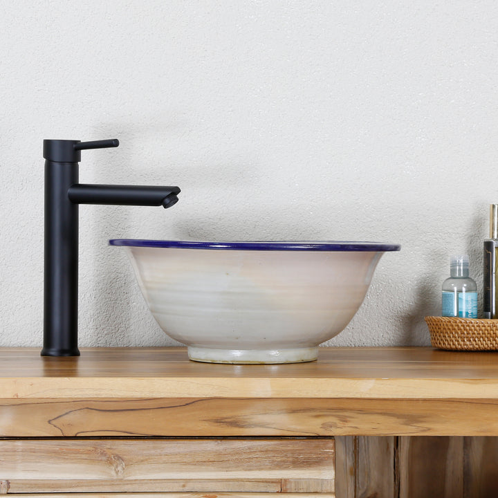 Lavabo à poser bleu rond