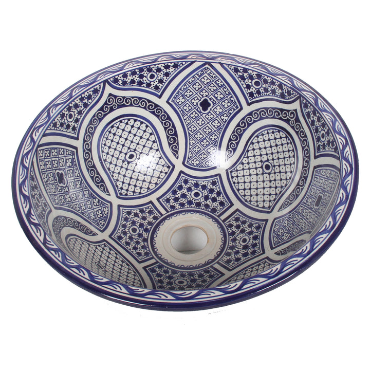 Lavabo à poser bleu rond