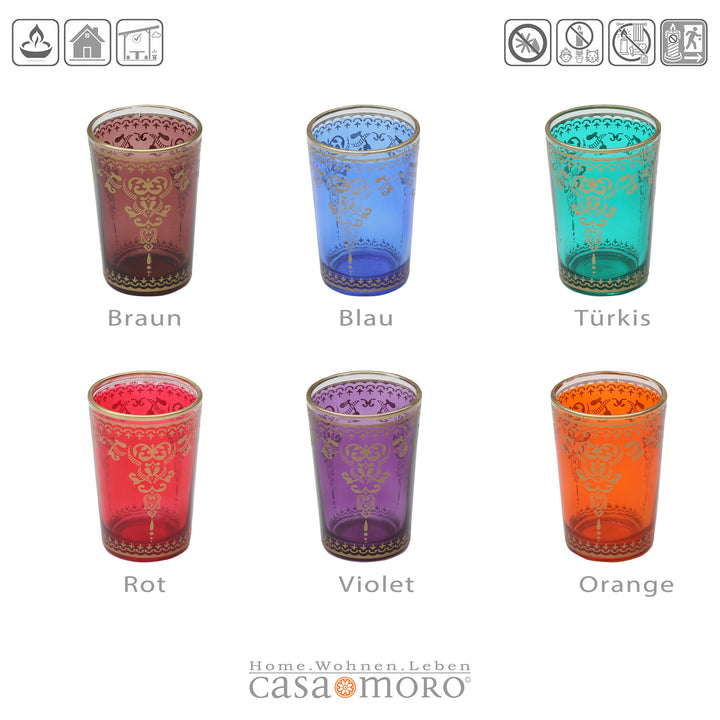 Lot de 6 photophores colorés assortis