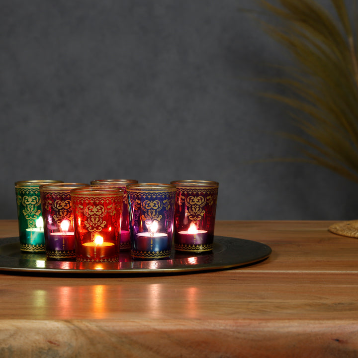 Lot de 6 photophores colorés assortis