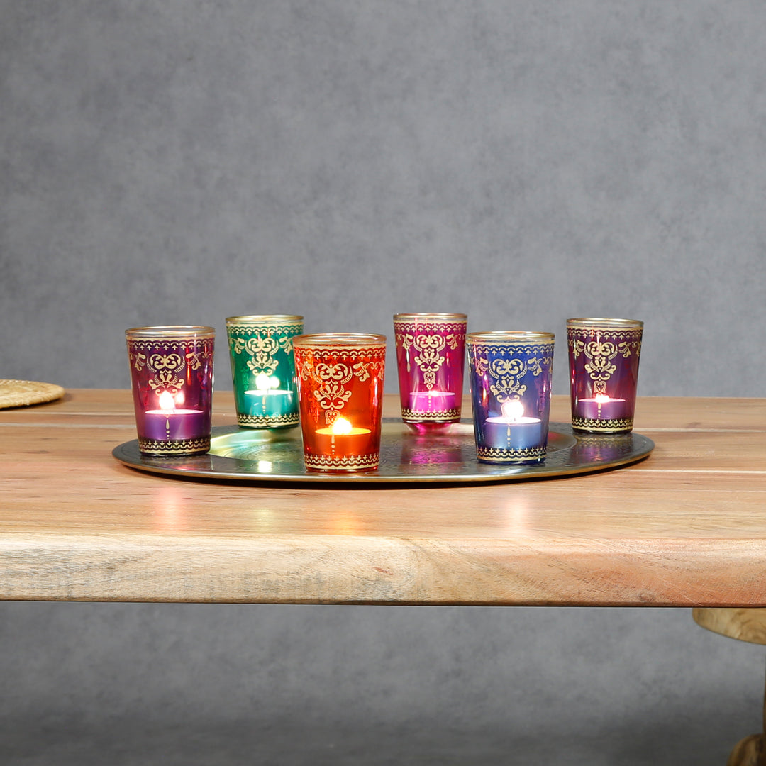 Lot de 6 photophores colorés assortis