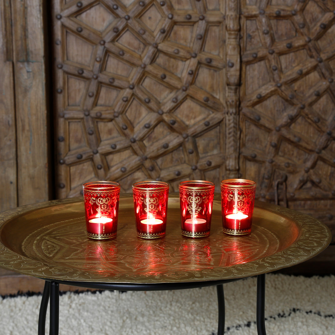 Lot de 6 photophores rouge et or