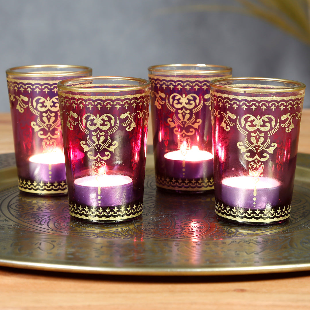 Lot de 6 photophores violet-lilas