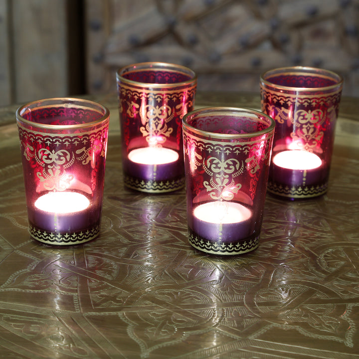 Lot de 6 photophores violet-lilas
