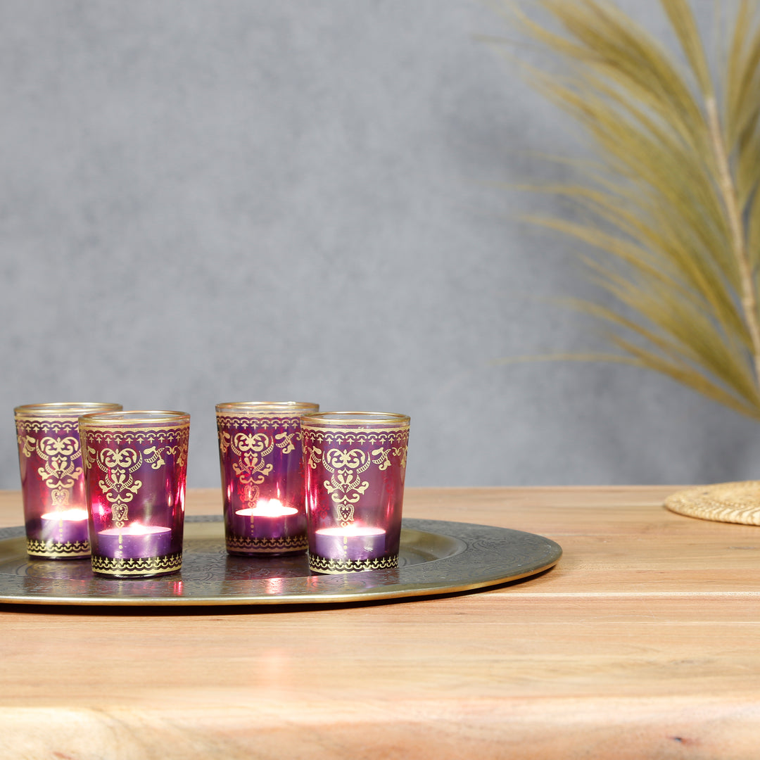 Lot de 6 photophores violet-lilas