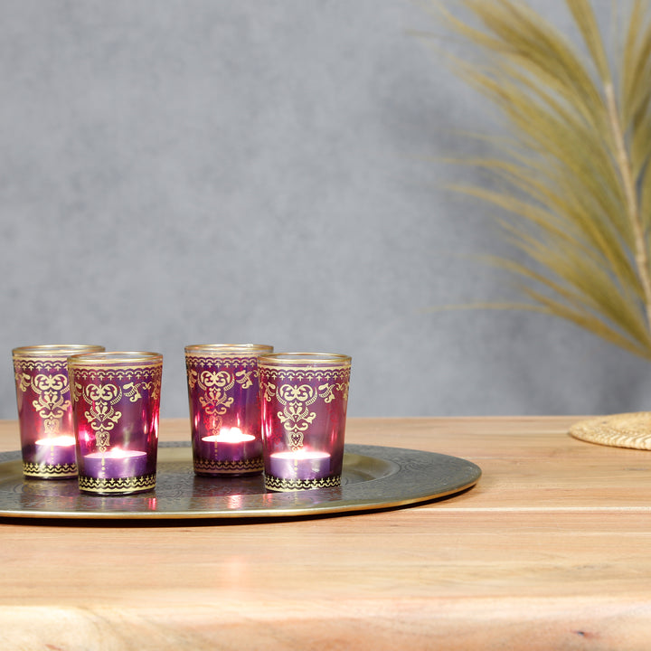 Lot de 6 photophores violet-lilas