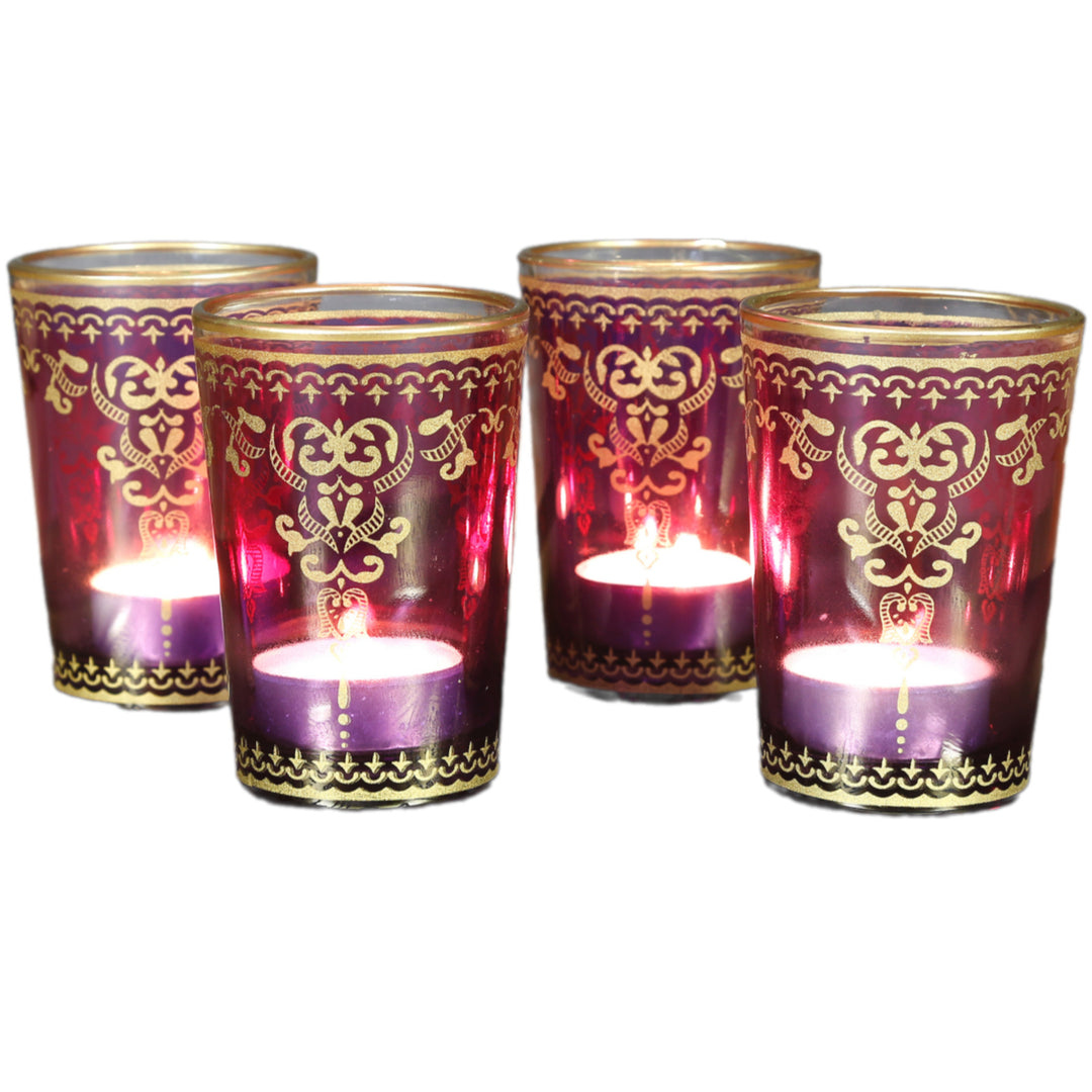 Lot de 6 photophores violet-lilas