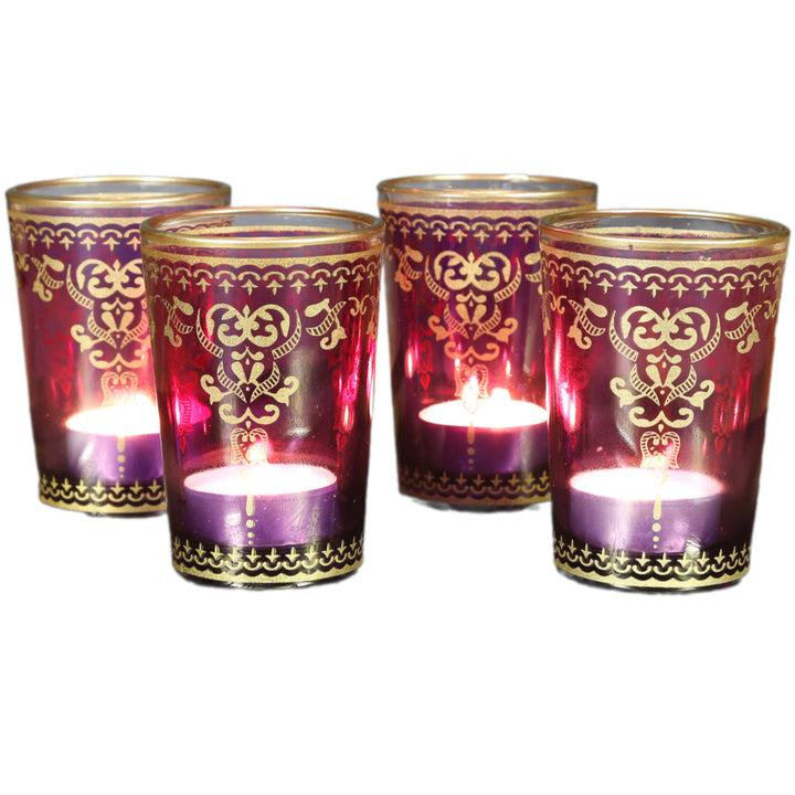 Lot de 6 photophores violet-lilas
