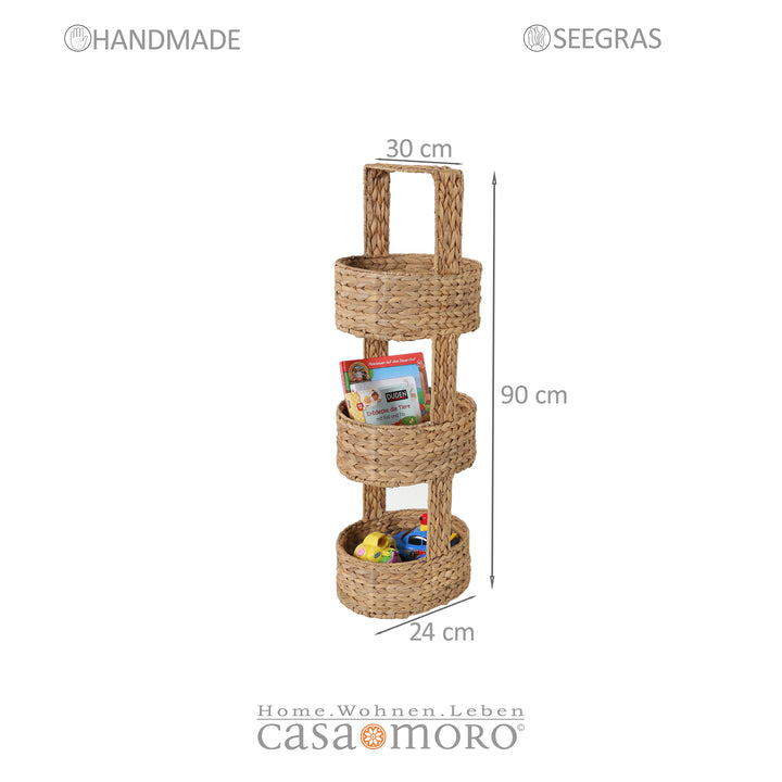 Étagère en osier Stella avec 3 tablettes