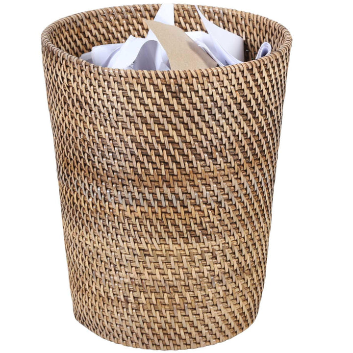 Corbeille à papier en rotin Nila Light Brown
