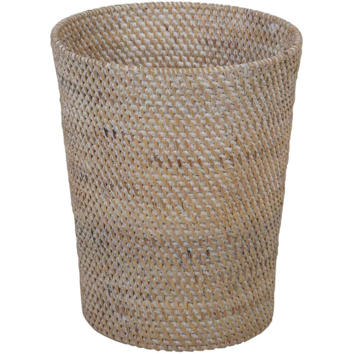 Corbeille à papier en rotin Nila White Wash