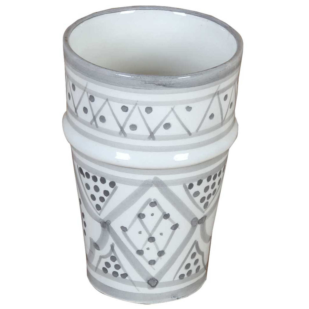 Tasse marocaine peinte à la main, de couleur gris-blanc, en céramique