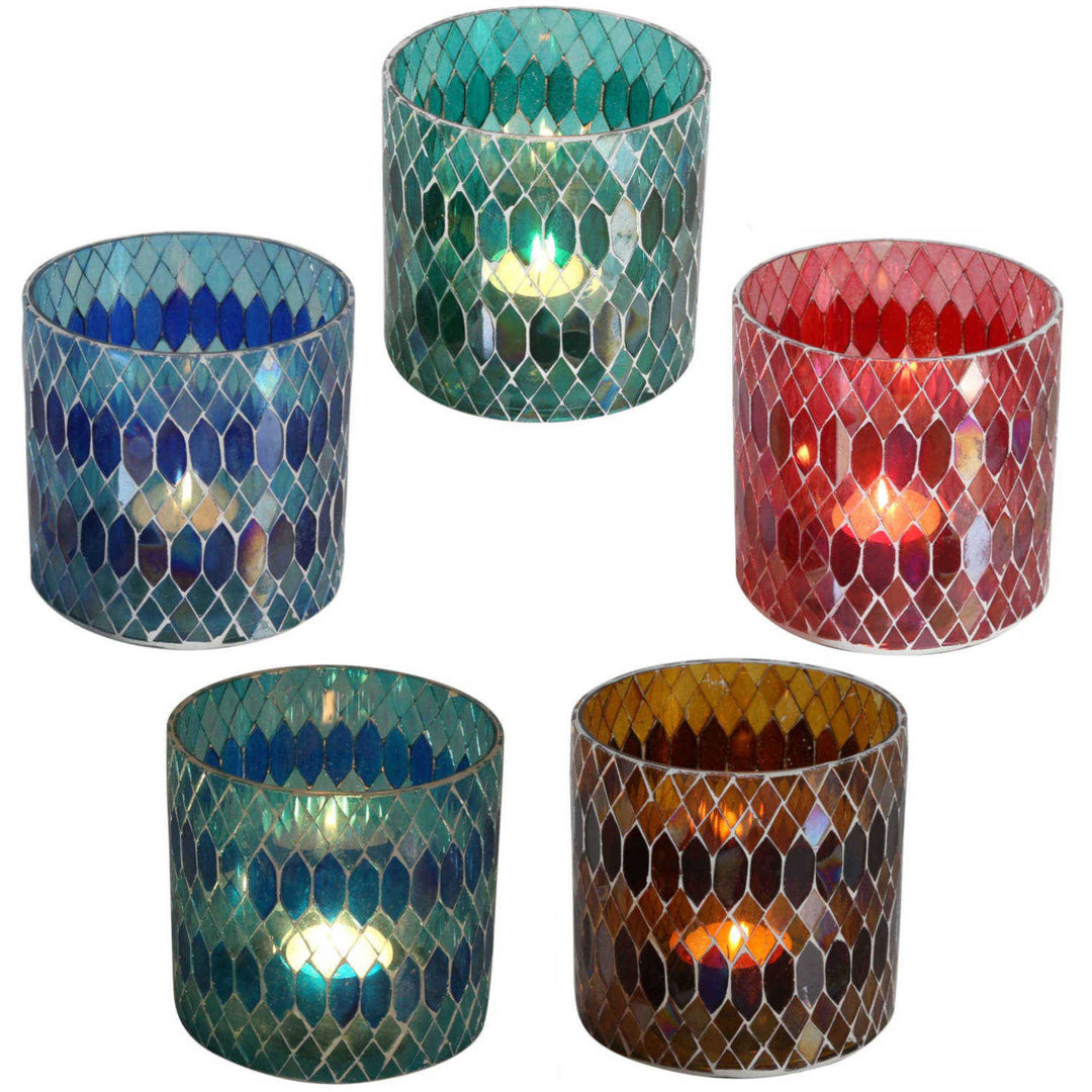 Photophore marocain en mosaïque Rayan M, lot de 5