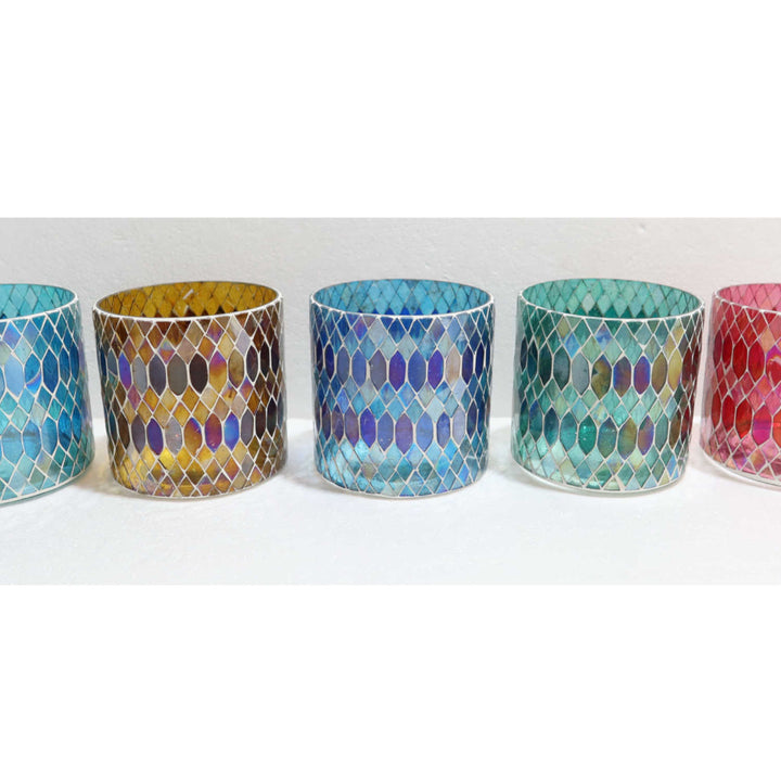 Photophore marocain en mosaïque Rayan M, lot de 5