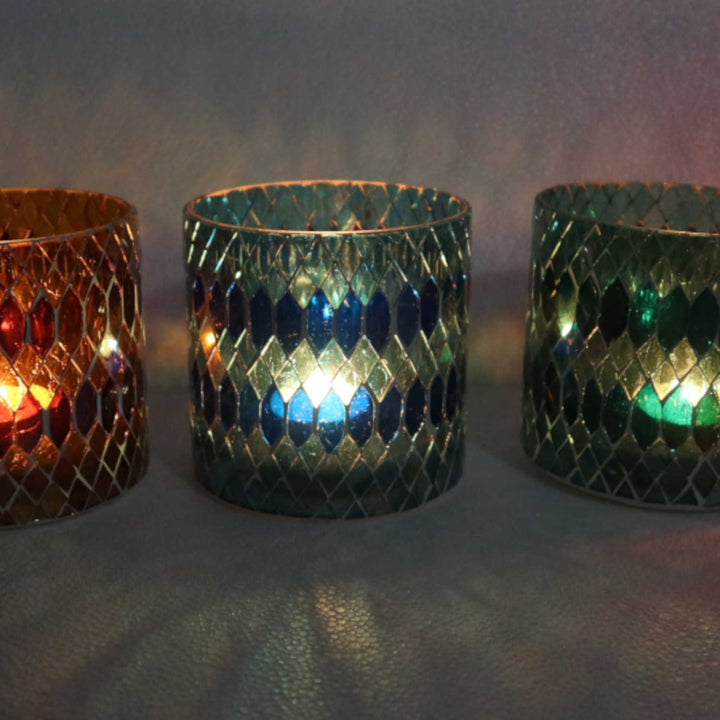 Photophore marocain en mosaïque Rayan M, lot de 5